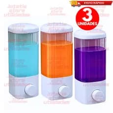 Dispenser De Parede 03/ 02/ 01 Porta Shampoo Condicionador Sabonete Detergente Com Ventosa E Parafusos