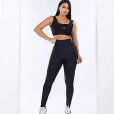 Conjunto de ginástica feminino em poliamida canelada tecido grosso esportes e fitness, modelo 3D