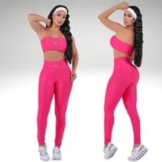 Conjunto Fitness Feminino Tomara Que Caia Legging Cintura Alta Modeladora Empina Bumbum Academia