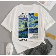 Camiseta Básica Unissex 100% Algodão Van Gogh Obra De Arte Pinturas