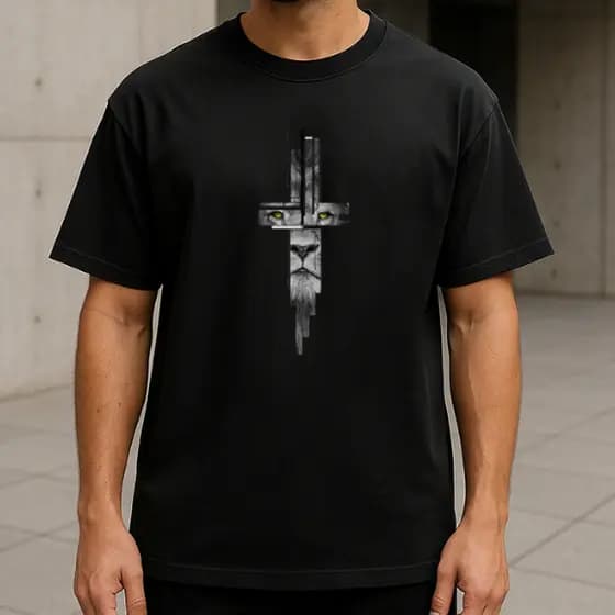 Camiseta Básica Masculina Leão Cruz Blusa Streetwear Premium Lançamento