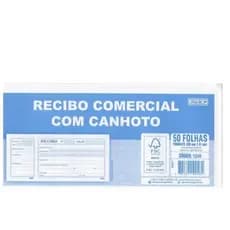 Bloco recibo comercial com canhoto c/50 Folhas - Kit com 5 blocos