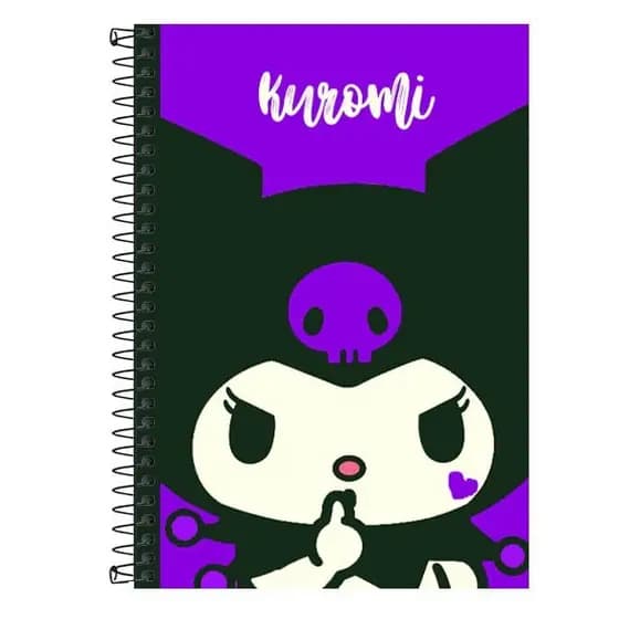 Caderno Personalizado KUROMI (hello kitty, my melody, sanrio) - 1 matéria, 10 matérias e 20 matérias