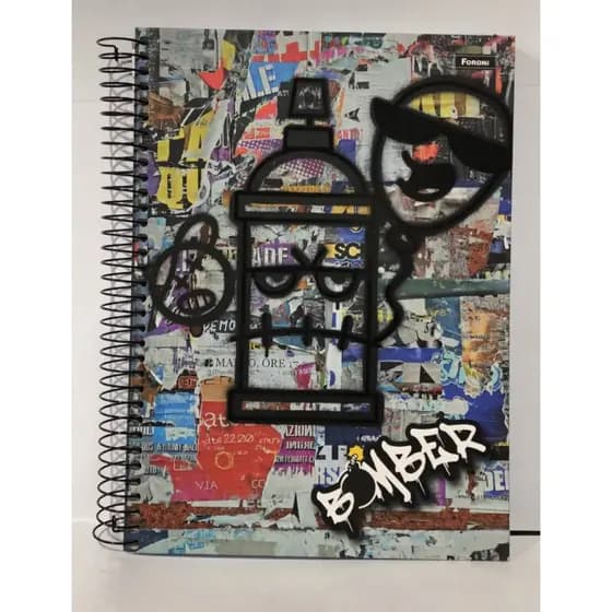 Caderno Bomber Old School 10 Matérias 160 Folhas | Caderno Universitário | Material Escolar Retrô | Papelaria