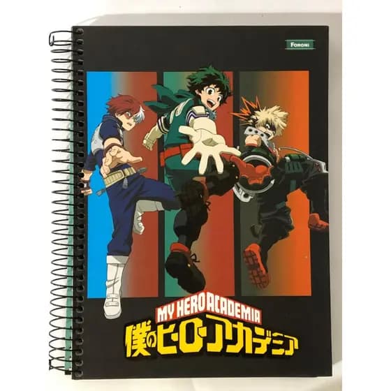 Caderno My Hero Academia 1 e 10 Matérias Foroni 80/160 Folhas | Caderno Universitário Anime Geek | Papelaria