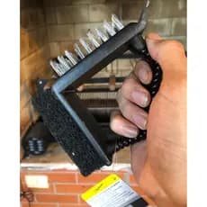 Escova para grelha limpadora de churrasqueira preta aço