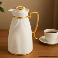 Garrafa Térmica 1 Litro Canelada Design Sofisticado, Mantém Bebidas Quentes E Frias, Ideal Para Café