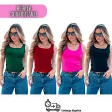Blusa Regata Feminina Alça Larga / Blusinha Feminina Alça Grossa Viscolycra