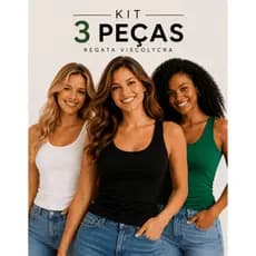 Kit 3 Blusas Regata Feminina Alça Larga / Blusinhas Feminina Alça Grossa Viscolycra