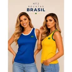 Kit 2 Regatas Feminina Viscolycra Premium Brasil com aplicação em DTF estilo casual