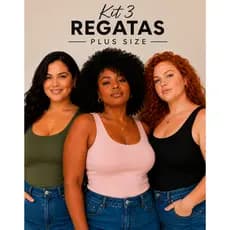 Kit 3 Regatas Femininas Plus Size em Viscolycra para Academia e Casual