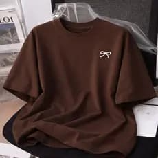 Camiseta Camisa Oversized Moderna Blusa Larga Laço Tecido Macio Confortável Despojada Uso Diário