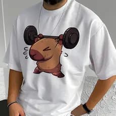 Camiseta Oversized Fitness Capivara Forte Academia Musculação Blusa Crossfit Feminina