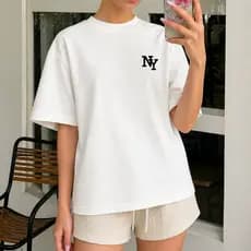 Camiseta Oversized Feminina NY Streetwear Algodão Estampa Minimalista Unissex Conforto