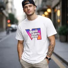 Camisa Masculina Gamer GTA 6 Camiseta Básica Casual Estilosa Unissex Gola Redonda Algodão