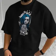 Camiseta Oversized Anime Jinx Arcane Blusa Larga Casual Moderna Estilo de Rua