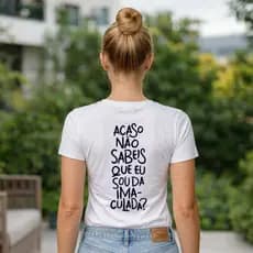 Camiseta Religiosa Frase Católica Sou da Imaculada TShirt Algodão Moda Casual Blusa Unissex