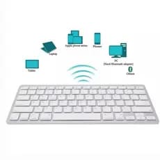 Teclado Bluetooth Sem Fio: Compatível com Mac Tablet PC iPad iOS e Windows Design Slim e Portátil