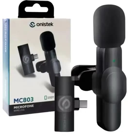 Microfone de Lapela sem Fio Conexão Type-C para Android e iPhone - ON-MC8