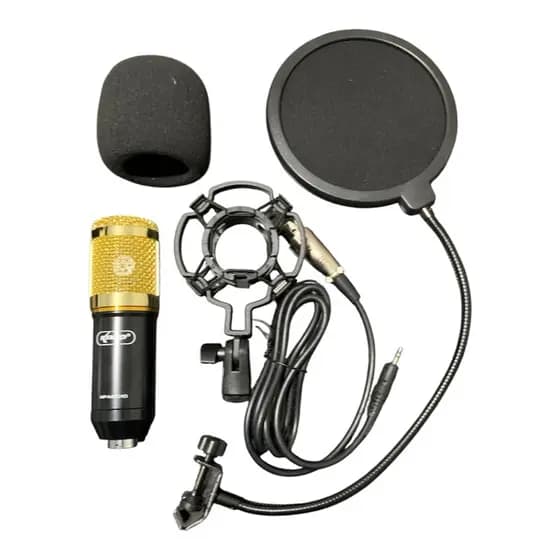 Kit Microfone Condensador Profissional Completo para Estúdio: Som Cristalino para suas Lives, Podcasts e Gravações!