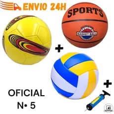 Kit Bola Vôlei Futebol Basquete Bombinha de Ar Praia Campo Society Futsal Oficial
