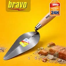 Colher de Pedreiro Bravo 10" – Aço Temperado, Cabo de Madeira, Profissional, Obra e Reforma