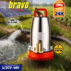 Bomba d’Água Submersa Solar 350W Bravo 48V | Alta Vazão até 5m³/h | Ideal para Irrigação, Poço, Agro e Energia Solar