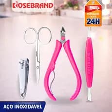 Kit Manicure Completo 4 Peças | Alicate de Cutícula, Espátula, Tesoura e Cortador • Beleza e Cuidados Pessoais