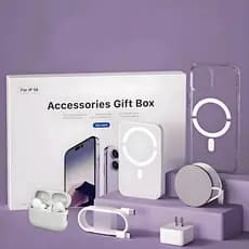 Kit Completo para iPhone 6/13/14/15 - Carregador Indutivo, Cabo de Dados, Fone Bluetooth e Power Bank P2