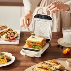 Sanduicheira elétrica antiaderente e grelha portátil removível para waffles/donuts 650W M9