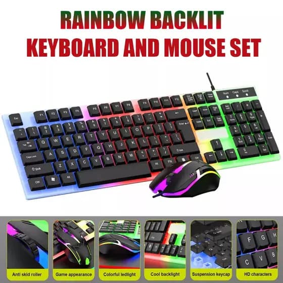 Teclado semi-mecânico do mouse RGB LED Gamer M400/M300 suspenso teclado com fio H8