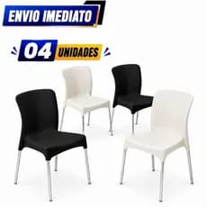 CADEIRA PLÁSTICA REFORÇADA C/ PÉS EM ALUMÍNIO – 120kg 💪
