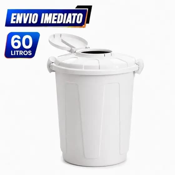 Kit Lixeira Multiuso 60 Litros com Alças, Travas e Descarte Rápido/Higienico- Branca