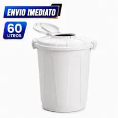 Kit Lixeira Multiuso 60 Litros com Alças, Travas e Descarte Rápido/Higienico- Branca