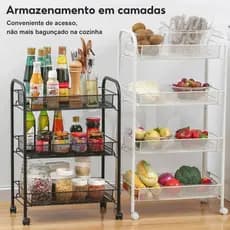 5 prateleiras plásticas multiuso com prateleiras de armazenamento com rodas e um carrinho de mão com