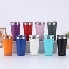 420ML Copo térmico inox com tampa abridor Caneca de cerveja com áudio Bluetooth