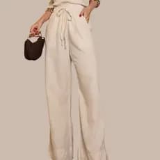 Calça Linho alfaiataria feminino pantalona elegante social soltinha