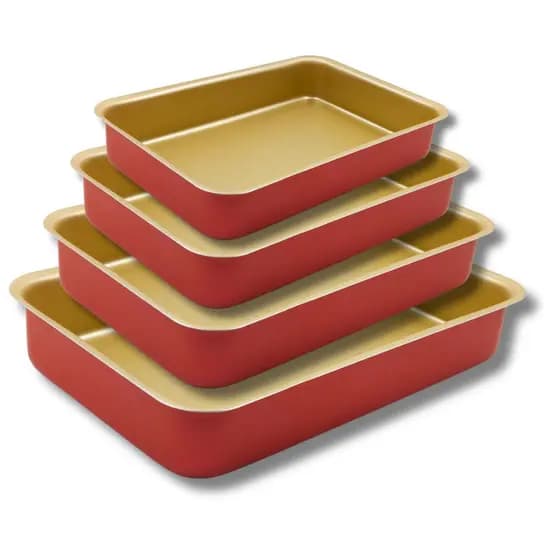 Conjunto de Assadeiras Retangulares Altas de Teflon Antiaderente Fornerie 4 Peças