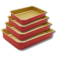 Conjunto de Assadeiras Retangulares Altas de Teflon Antiaderente Fornerie 4 Peças