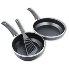 Kit de Frigideiras Antiaderentes Teflon Dakasa 18cm e 22cm Cores Preta e Cereja