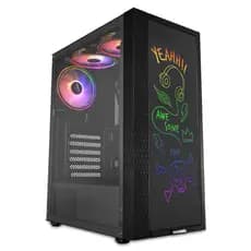 Gabinete Gamer Concórdia Creative com 3 fans ARGB e vidro frontal para escrita