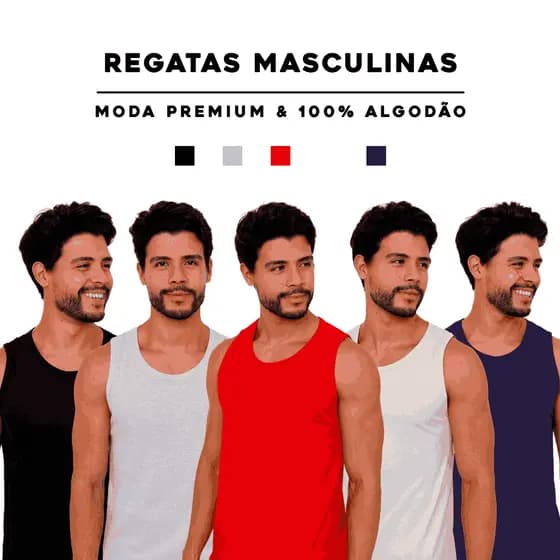 Regata Masculina Algodão Premium WG | Regata Grande Academia Casual Confortável do P ao GG
