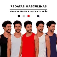 Regata Masculina Algodão Premium WG | Regata Grande Academia Casual Confortável do P ao GG