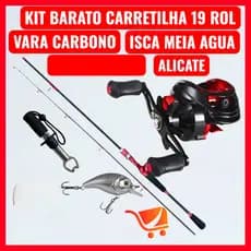 Carretilha 19 Rol Anticabeleira + Vara Carbono 1,8 + Alicate