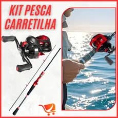 Kit Vara 1,50m Fibra Carbono + Carretilha CMIK 19 Rolamentos 8.1:1 Anti Cabeleira