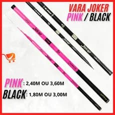 Vara de Pesca Lisa Telescópica Joker Rosa Preto Lambari Tilapia 1,80, 2,40, 3,00 - 3,60