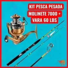 KIT Pesca Pesada Molinete 7000 E Vara 40 LBS Alto Mar, Rios, Lagos