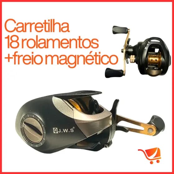 Carretilha Pesca 18 Rolamentos Freio Magnético Drag 8 Kg Dourado Direito