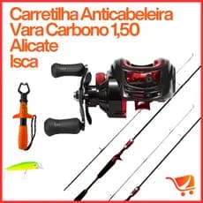 Kit Carretilha 19 Rol Anticabeleira + Vara 1,80 + Itens
