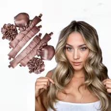 Mini Modelador de Cachos Cetim Cachos sem Calor (Heatless Curl)(Ondas sem Calor) - 1,2,3 ou 4 Unidades Preto ou Rosa